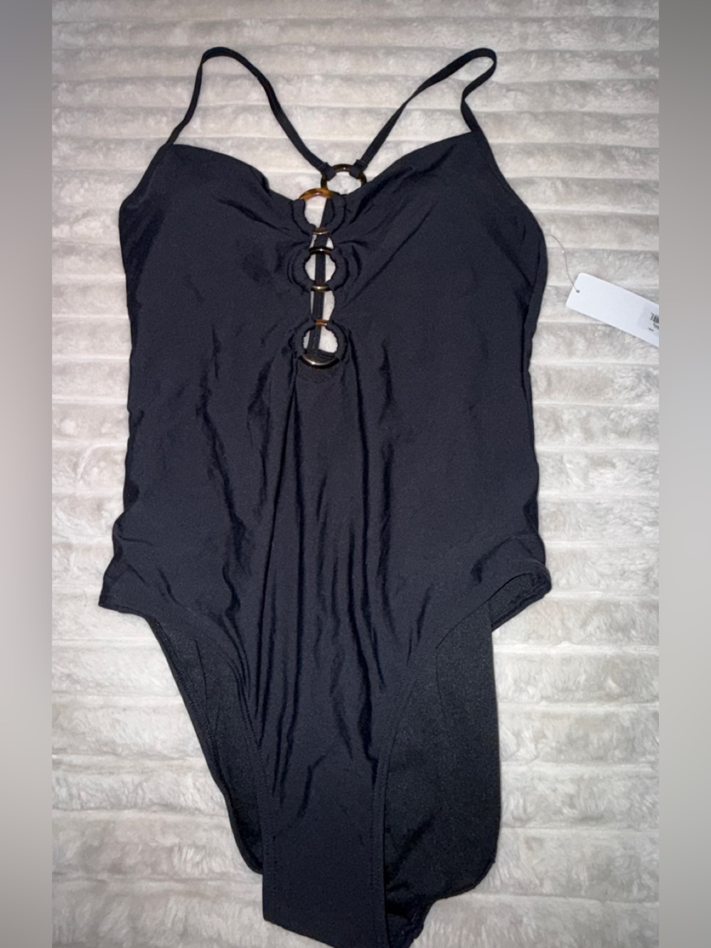 Women's Black O-Ring One-Piece Swimsuit